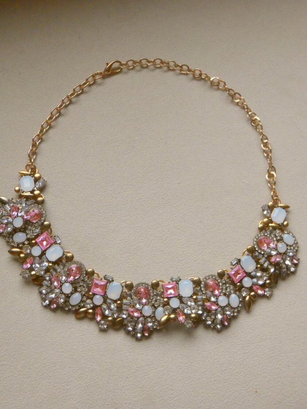 Pink Crystal Bib Necklace